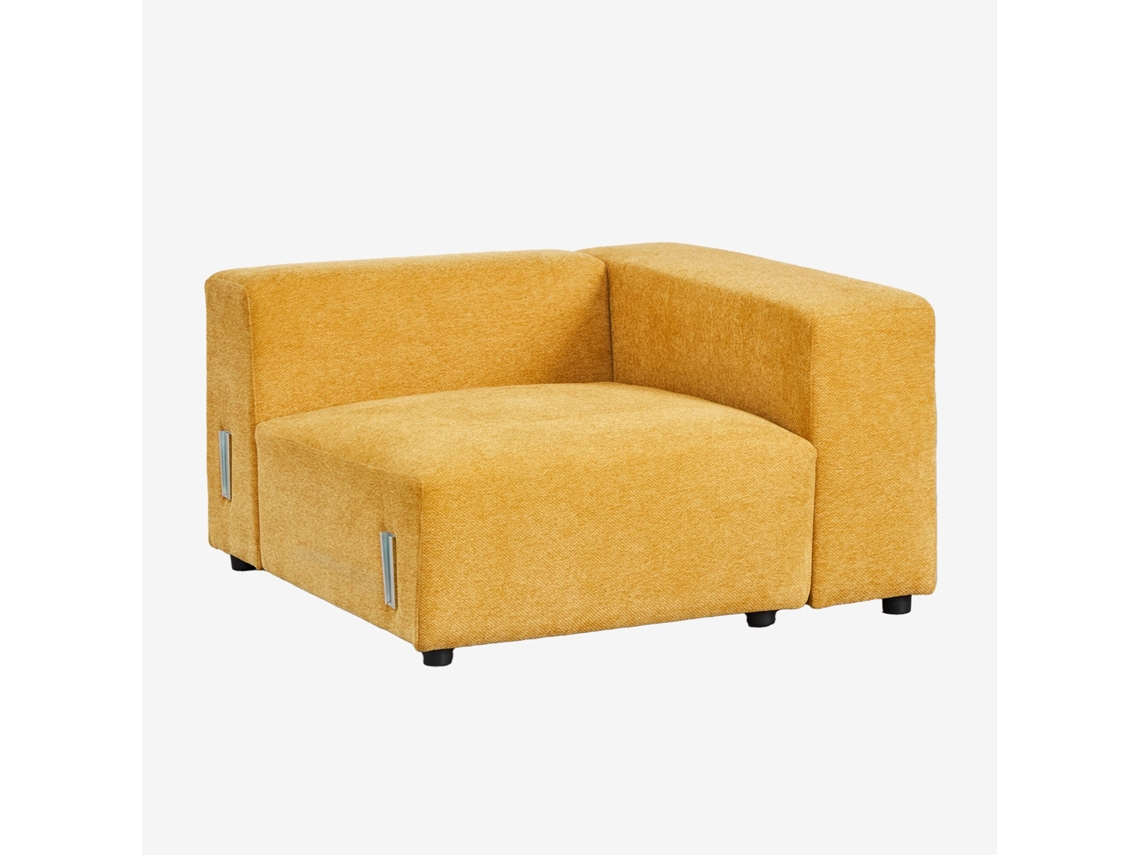 Sklum Módulo De Canto Direito 115x113 Cm Com Braço Alto Para Sofá Modular Bruna Poliéster                       Chenille Mostarda