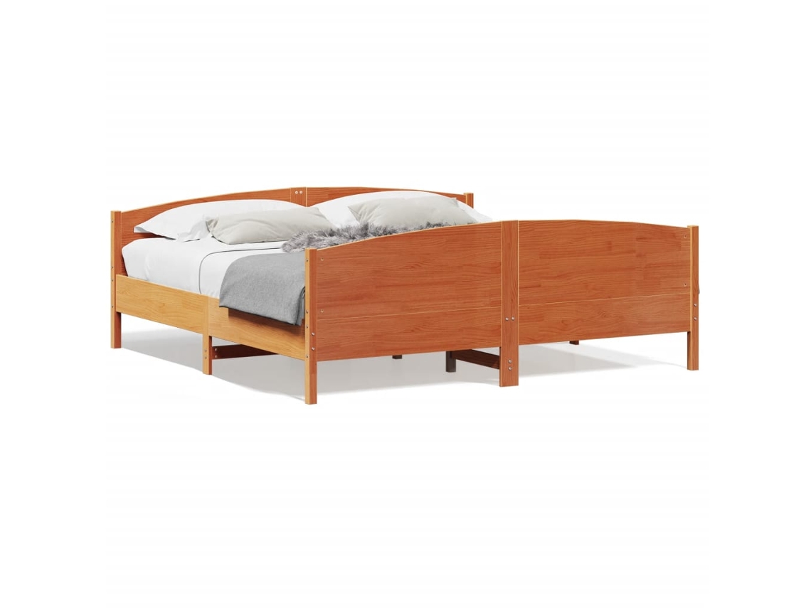 Cama Sem Colchão 200x200 Cm Pinho Maciço Castanho mel MAISON EXCLUSIVE