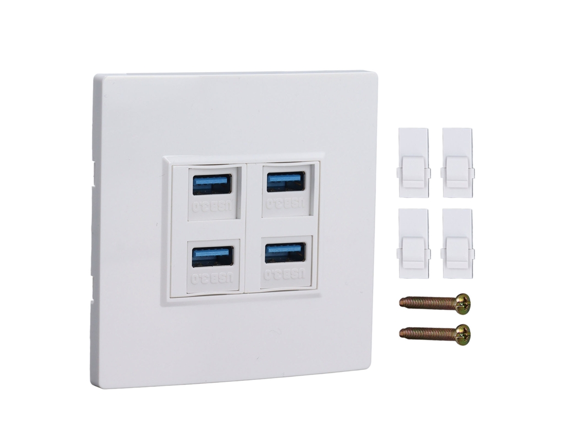 Aetheria placa de Parede Ethernet com 4 Portas Usb3.0 5gbps Duplex 86x86mm Painel de Parede