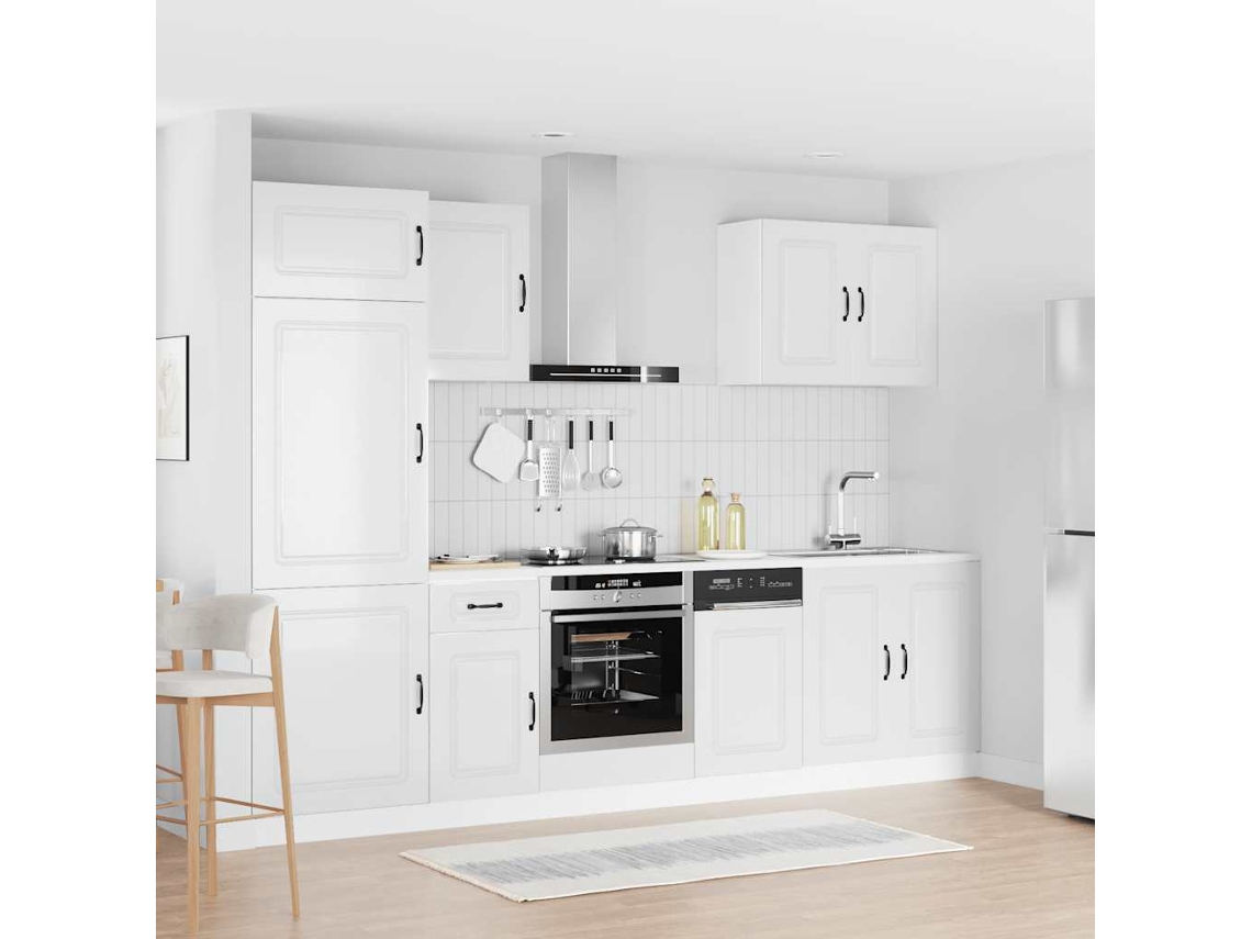 Vidaxl 7 Peças Armário De Cozinha Conjunto Kalmar Branco Brilhante