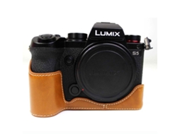 Capa De Couro Para Panasonic Lumix S5 Marrom Brilvibera