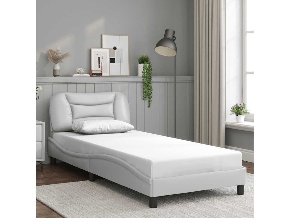 Vidaxl Estrutura De Cama Sem Colchão Hvar Couro Artificial 90x190cm Branco