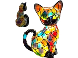 Luminária De Gato Manchada Em Resina Com Led Para Decoração Halloween