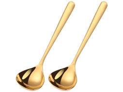 2026 cuchara de Sopa de Acero Inoxidable Dorado Seguro para Lavavajillas 2 Piezas