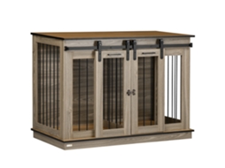 Gaiola Para Cães, 120l X 60p X 88,5a Cm, 2 Portas, Canil Para Cães Médios, Casinha De Cachorro, Carvalho