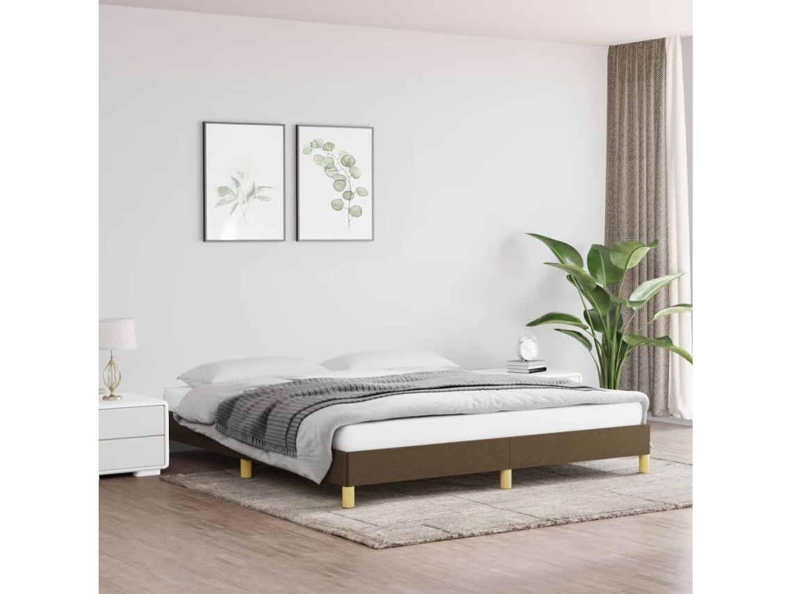 Vidaxl Estrutura de Cama Sem Colchão 180x200 Cm Tecido Castanho escuro