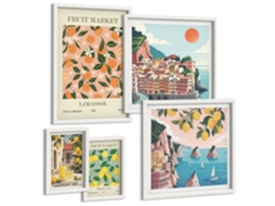 Conjunto De Pinturas Mercados De Frutas Litorâneos Espelharte (5 Peças)