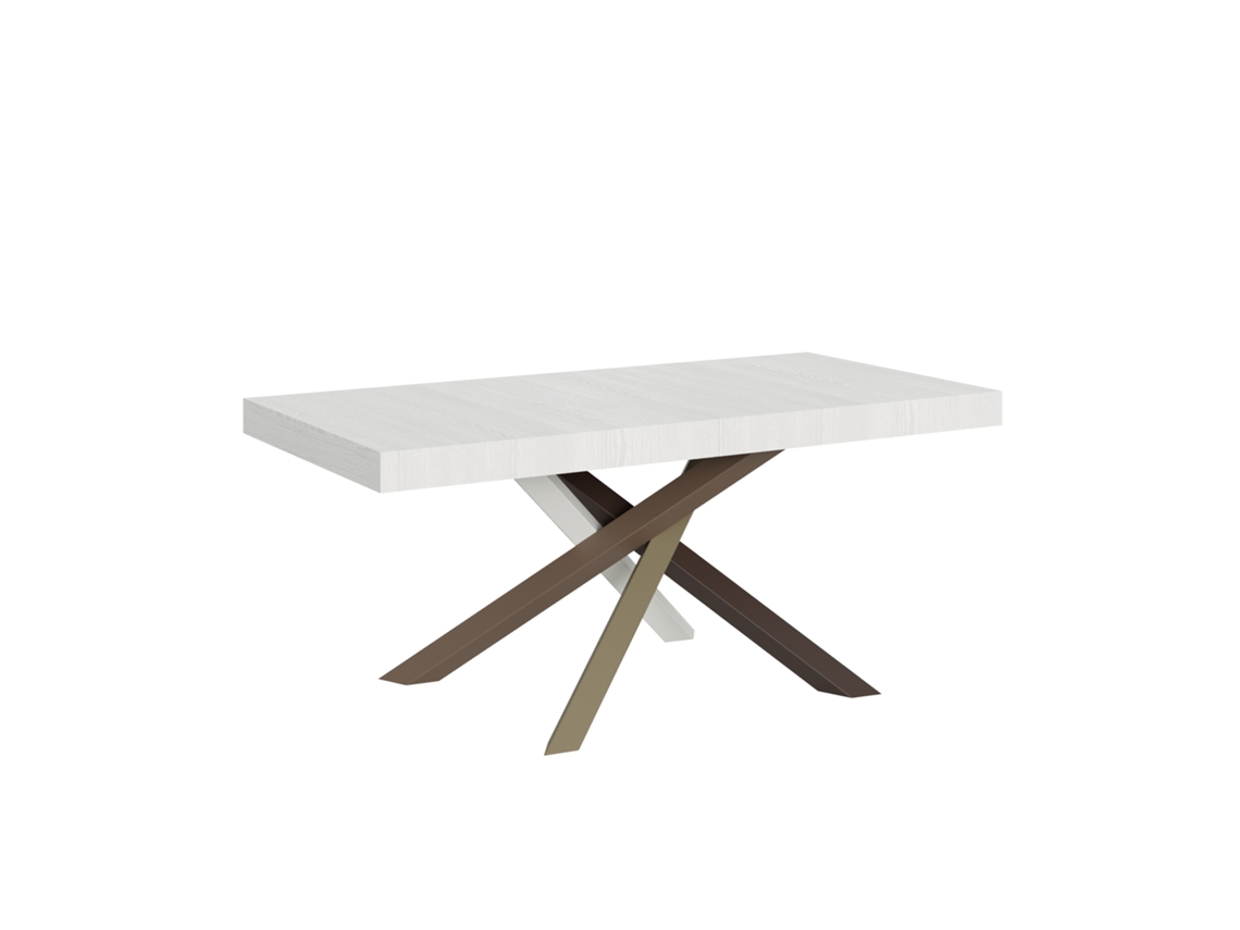 Mesa Extensível 200/304x90 Cm Volantis Branco Freixo Pernas Multicoloridas 4/c Itamoby