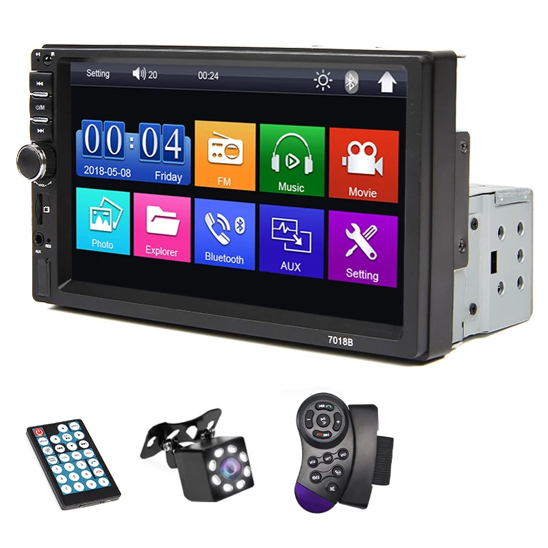 Rádio Automotivo 1 Din De 7 Polegadas Com Mp5 Player, Tela Sensível Ao Toque, Mirrorlink, Bluetooth, Usb E Fm, Com Câmera.