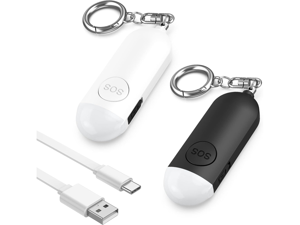 Dois alarmes pessoais para idosos, chaveiro com alarme alto de 130 dB, alarme Safesound para crianças, alto-falantes duplos Slowmoose