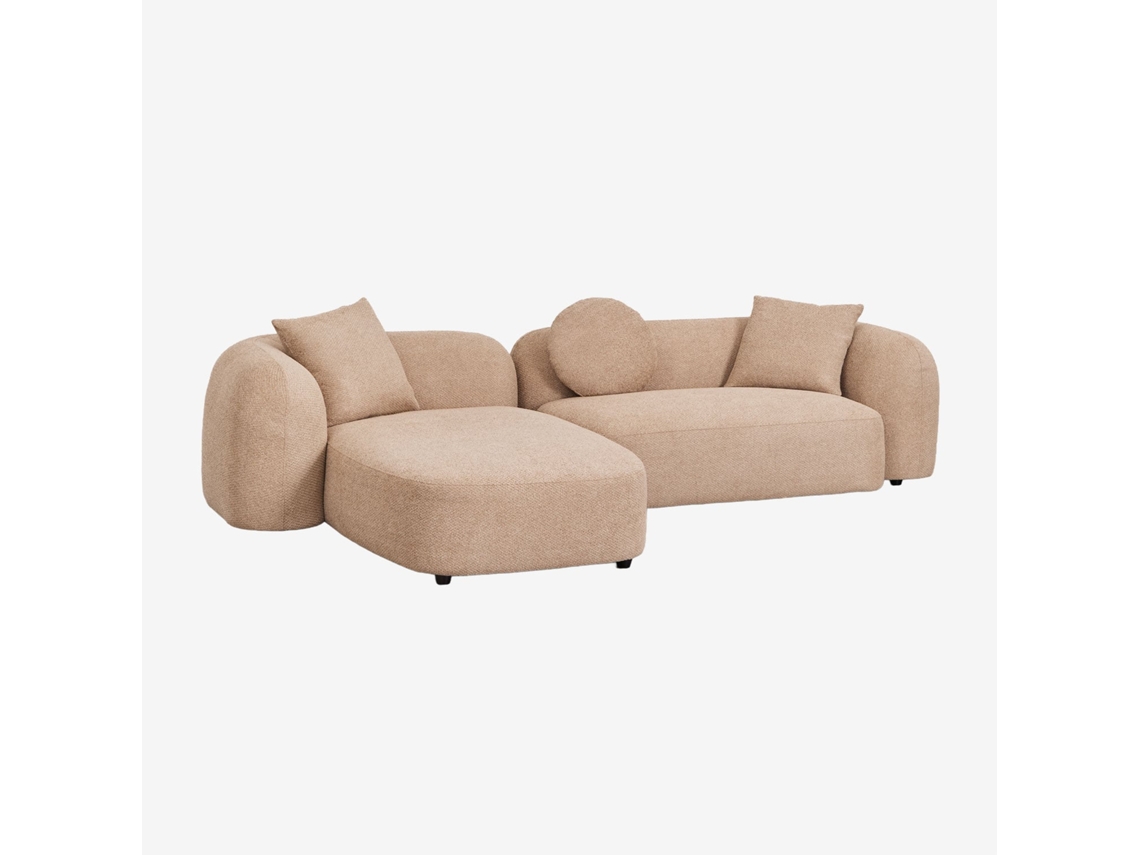 Sklum Sofá Modular Chaise Longue Esquerdo De 2 Peças Em Chenille Coco Poliéster                       Chenille Espesso Latte Marrom