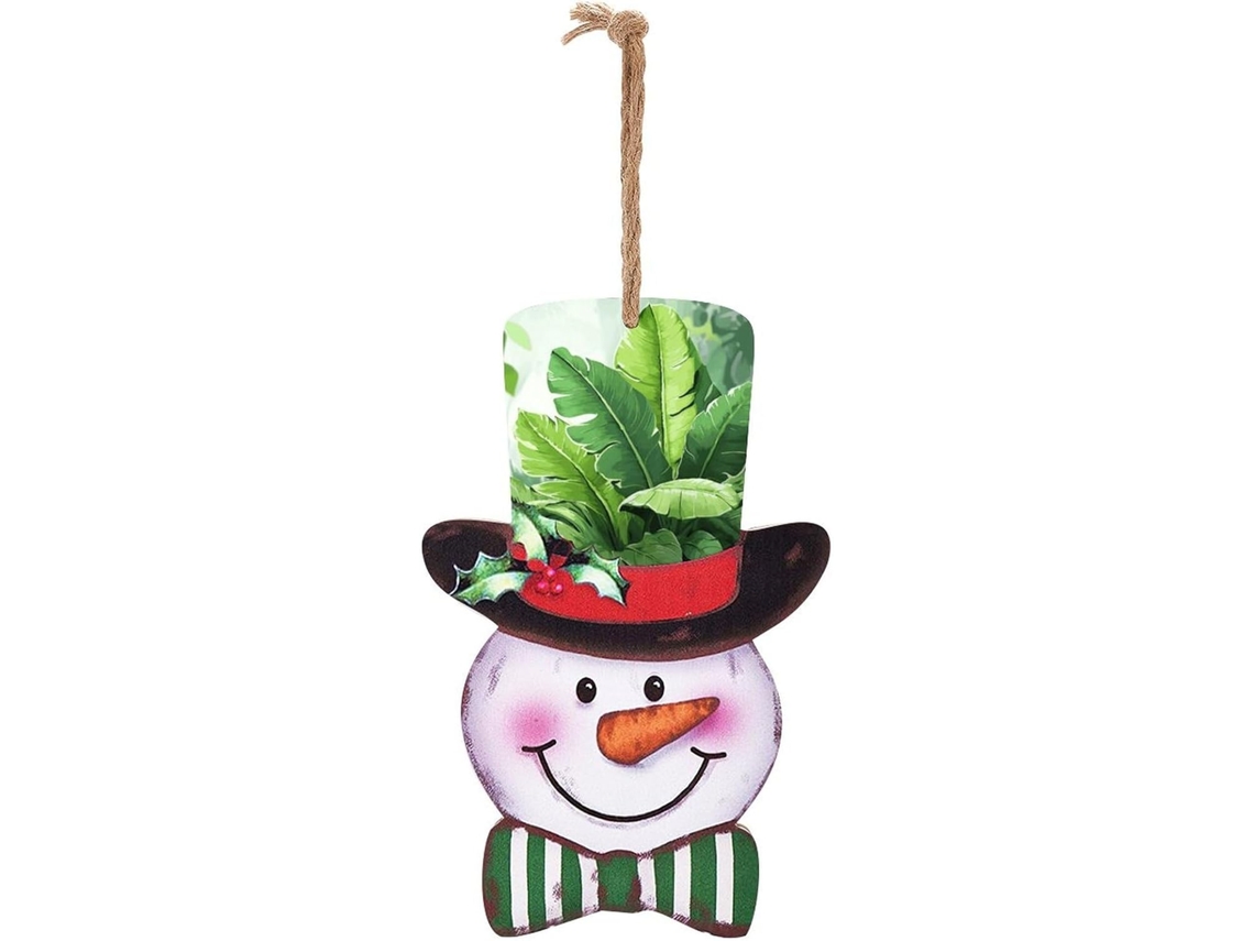 Enfeite De Natal De Madeira Com Boneco De Neve E De Árvo Variação 2277
