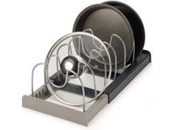 Organizador De Utensílios De Cozinha Retrátil Drawerstore, Armazenamento Compacto Para Tampas E Assadeiras, Cinza