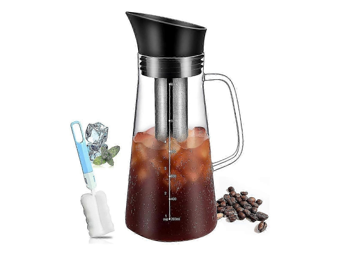 Cafeteira De Infusão A Frio, Cafeteira Gelada, Bule De Infusão A Frio Vidro Durável E Tampa Hermética Bule De Café 1,2 L Brilvibera (fmy)