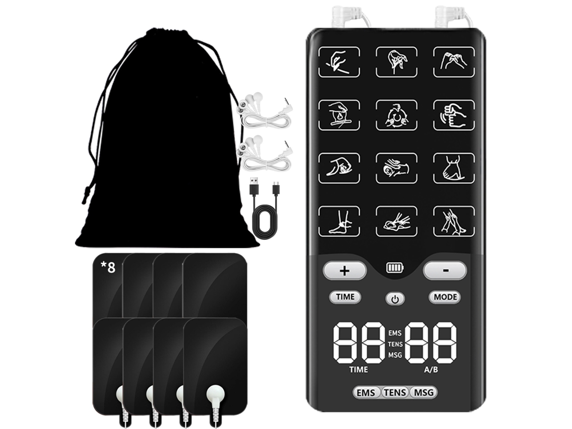 Estimulador Muscular Ems 12 Modos Com 8 Eletrodos - Eifson