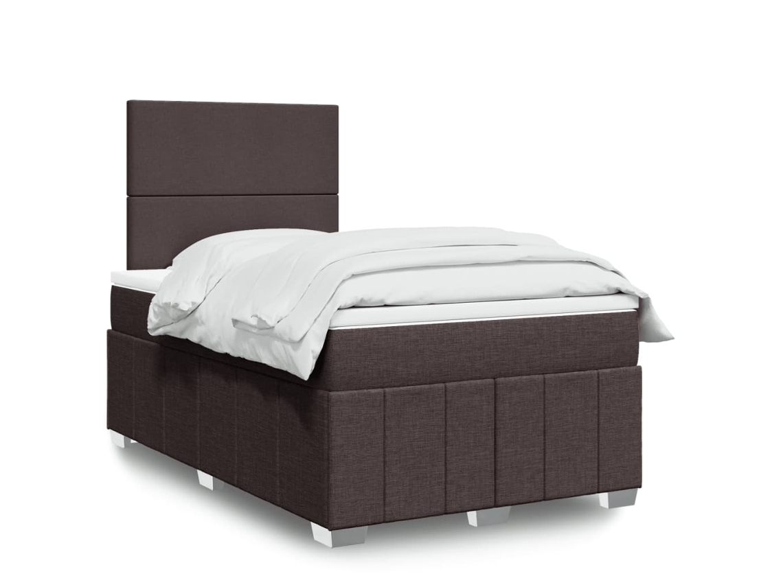 Vidaxl Cama Boxspring Com Colchão 120x190 Cm Tecido Castanho-escuro