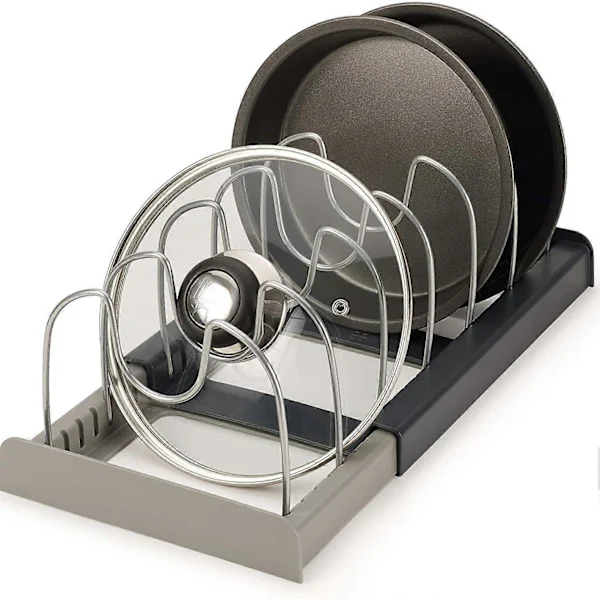 Organizador De Utensílios De Cozinha Deslizante Ha~drawerstore, Armazenamento Compacto Para Tampas E Assadeiras, Cinza