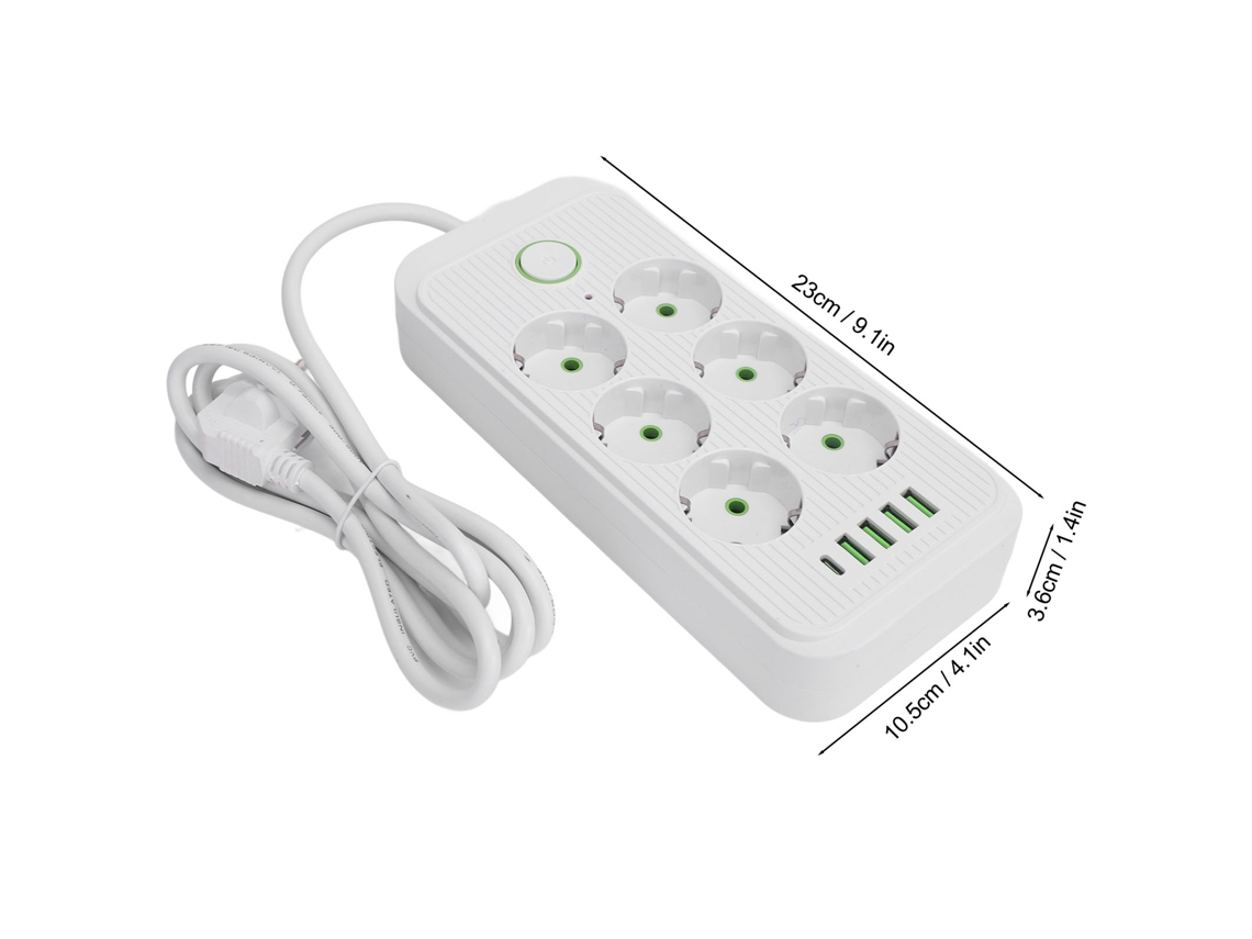 Painel De Tomadas 6 Vias Com 4 Usb E 1 Tipo C