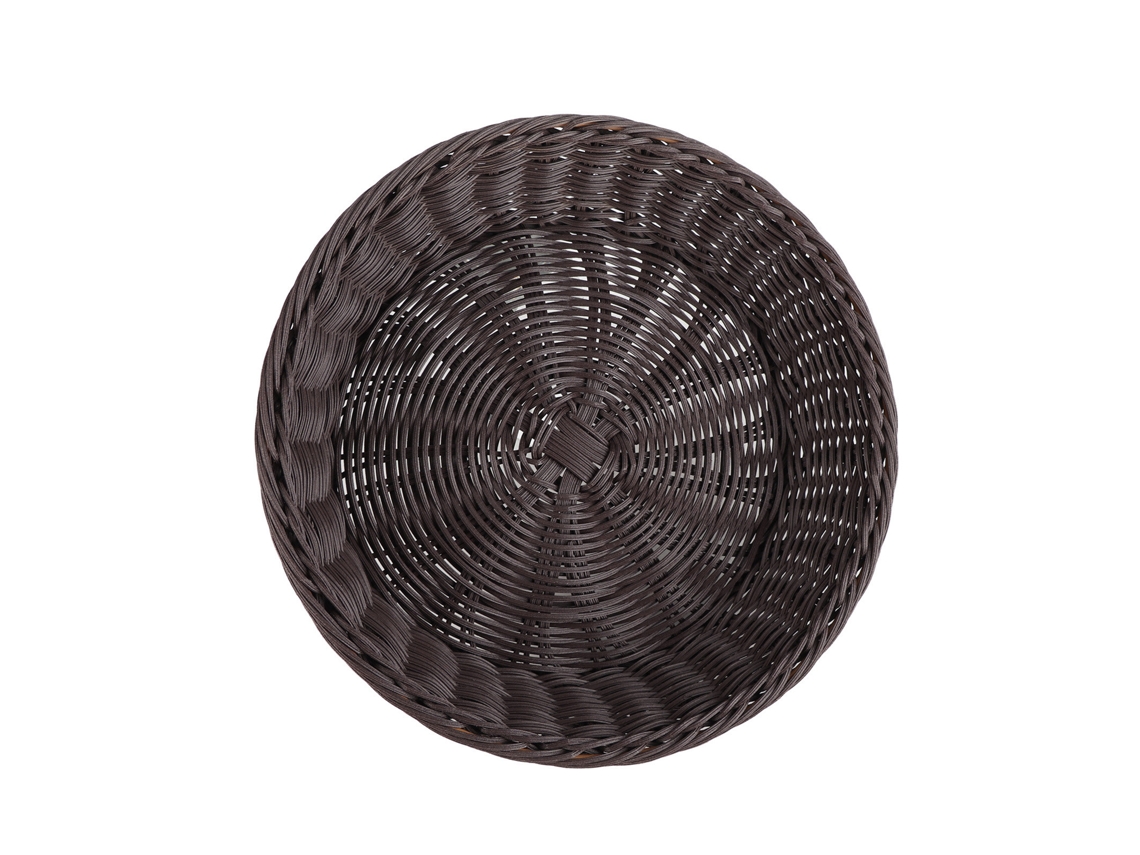 Cesta de frutas redonda em tecelagem de rattan imitado PP para cozinha mercado armazenamento S/MARCA
