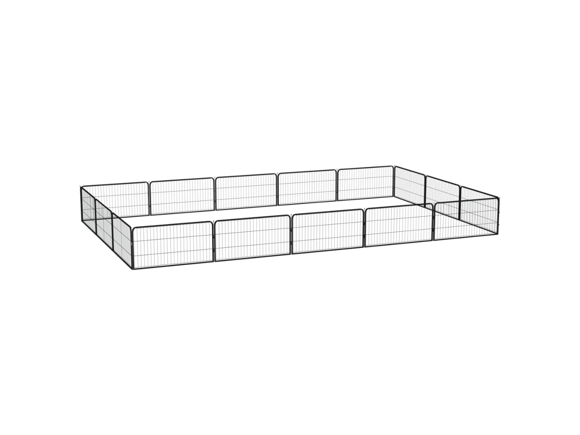 Vidaxl Parque P/ Cães C/ 16 Painéis 100x50 Cm Aço Revestido A Pó Preto