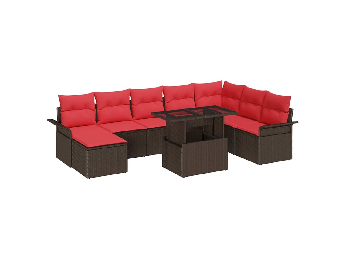 Maison Exclusive - Conjunto De Sofá De Jardim Com Almofada 9 Pcs Castanho