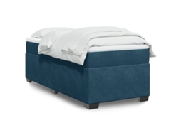 Vidaxl Cama com Molas/colchão 90x190 Cm Veludo Azul escuro