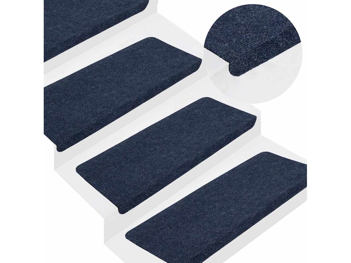 Vidaxl Tapetes De Escada Autoadesivos 15 Pcs 65x24,5x3,5 Cm Azul