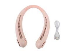 Ventilador Portátil Sem Lâminas de Pescoço Rosa para Verão Quente