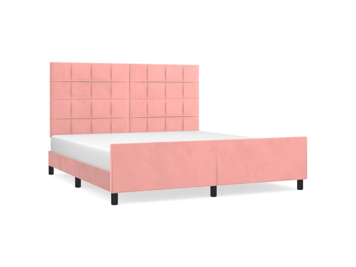 Bed Frame With Headboard, Bed Frames With Headboards Vidaxl Cor-de-rosa Veludo (180 X 200 Cm)