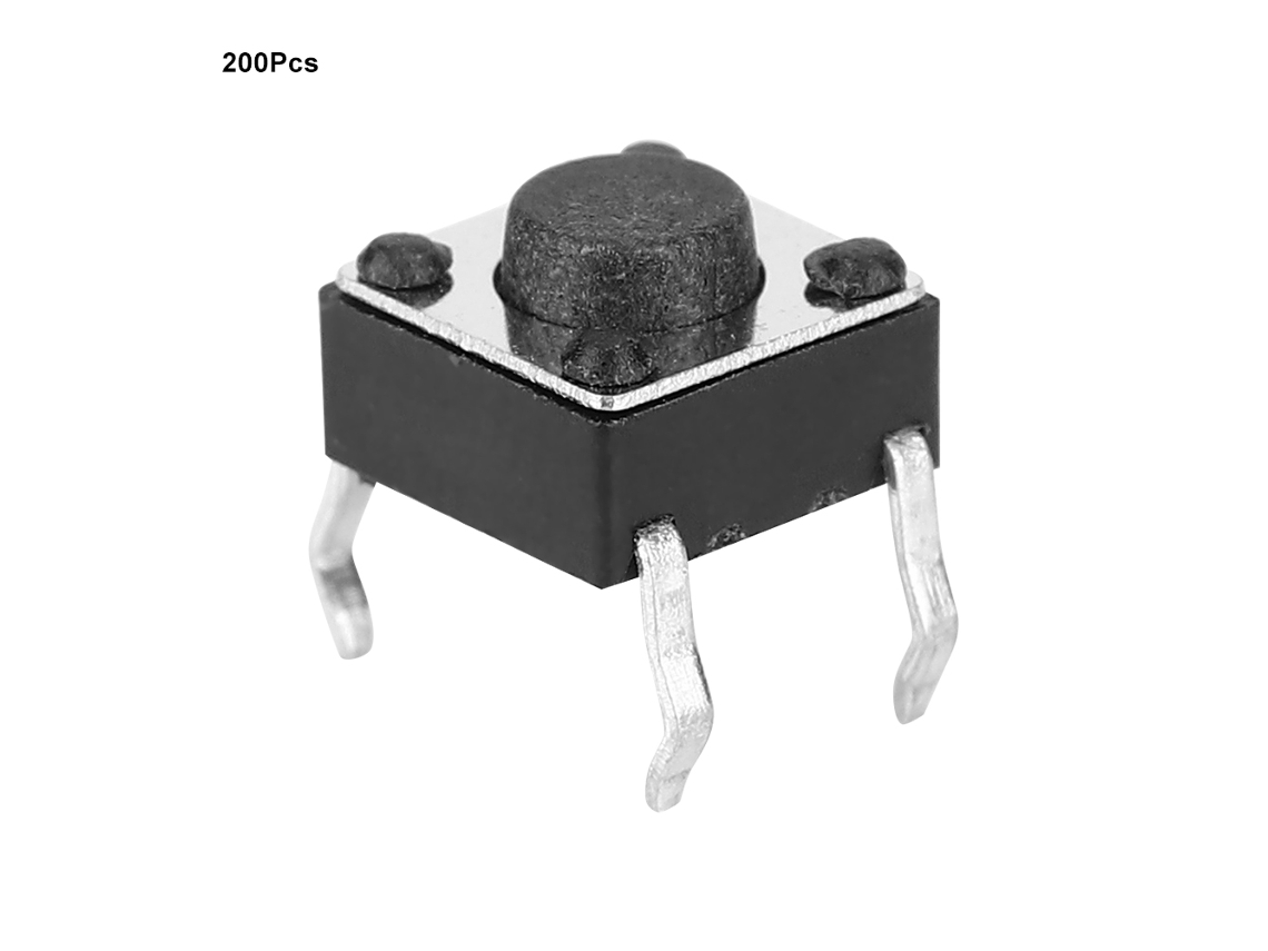 200 Peças Chave Tática De Botão Push Switch 4 Pinos Vertical Kit De Reposição Componentes Eletrônicos