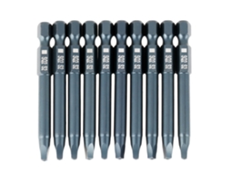 Conjunto De 10 Pontas De Parafusadeira De Cabeça Quadrada, Cabo Hex 6,3mm 1/4", Aço Liga S2, 65mm
