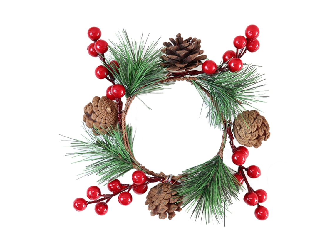 Laxiscreed Guia De Natal Círculo De Velas Com Ramo De Pinheiro E Frutos Vermelhos, 9cm
