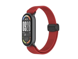 Bracelete para Xiaomi Smart Band 10/9/8 Nylon Elástico Cabeça de Metal Fivela Magnética Vermelha XIAOMOYU