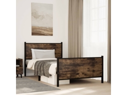 Estrutura De Cama Sem Colchão 100x200 Cm Metal Carvalho Fumado