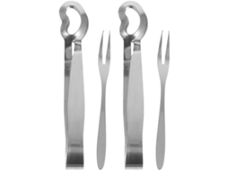 Conjunto De 4 Pinças E Garfos Para Caracóis Em Aço Inoxidável Com 2 Dentes.