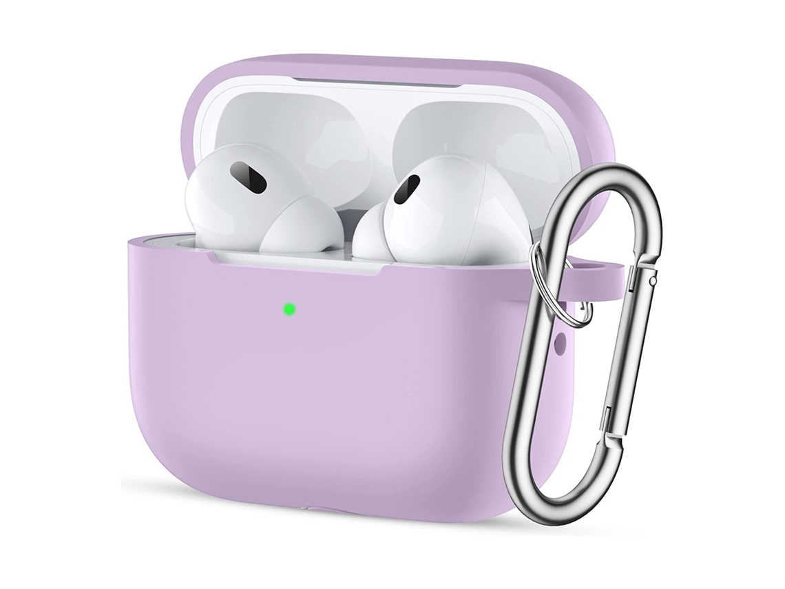 Capa Zruxe Para Airpods Pro 2 Silicone Macio Com Mosquetão E Carregamento Sem Fios Roxo