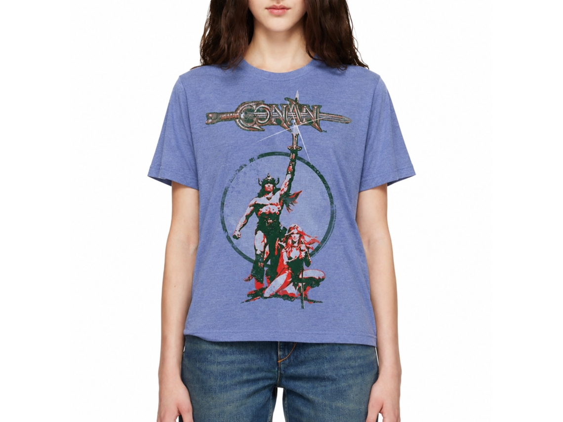 Rockinstone Conan Movie Poster Heather Light Blue Adult T-shirt Size:s
