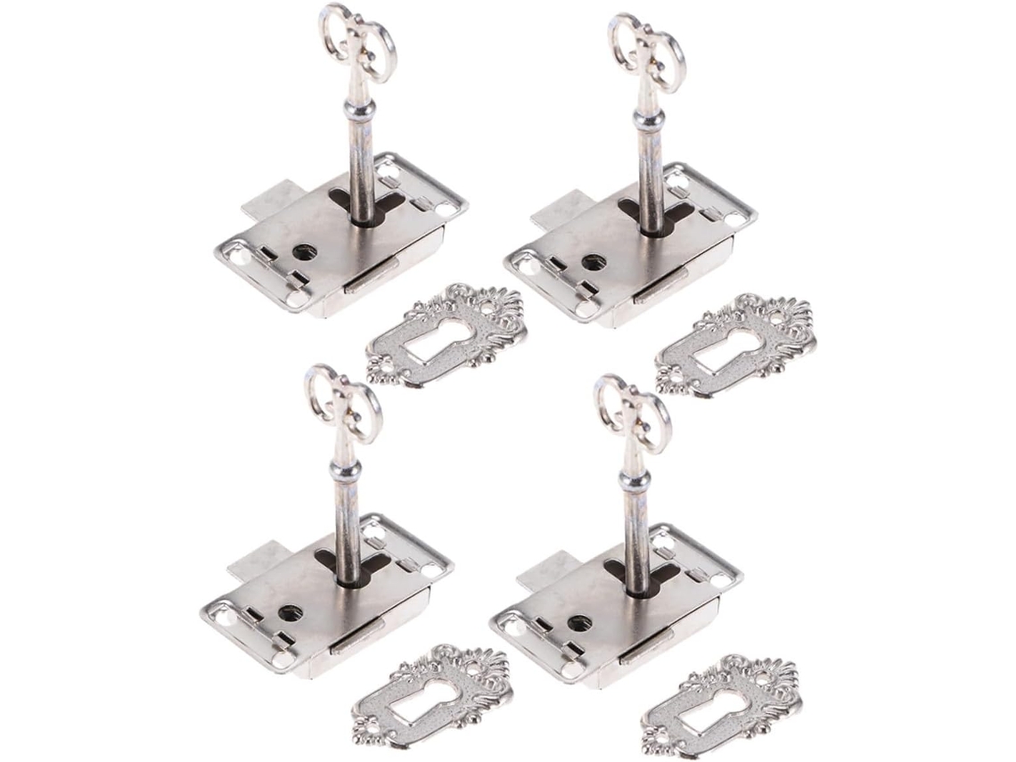 Conjunto De 4 Fechaduras Para Móveis Com Chave, Em Madeira, Armários