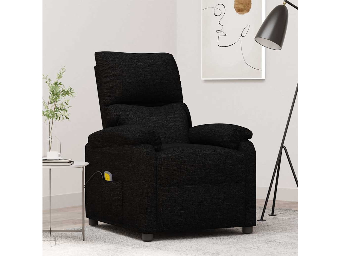 Vidaxl Poltrona De Massagens Tecido Preto