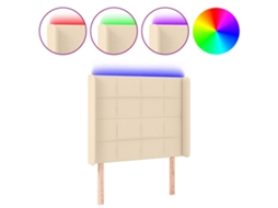 Cabeceira de Cama com Luzes Led Tecido Cor Creme MAISON EXCLUSIVE (93x16x118 cm)