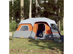 Vidaxl Tenda Familiar Led 9 P. Libertação Rápida Cinza-claro/laranja