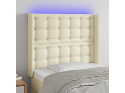 Cabeceira De Cama | Painel De Cama C/ Led 83x16x118/128cm Couro Artificial Crème