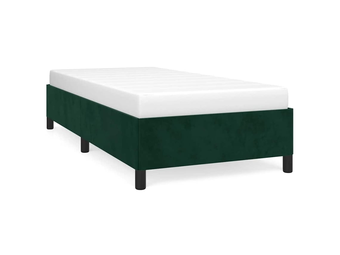 Estrutura de Cama Hanko em Veludo Verde Escuro (90x190 cm)