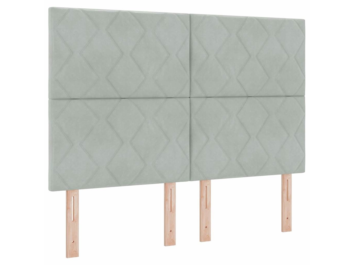 Cabeceira com Cabeceira Luz Cinzento 144 Cm Veludo MAISON EXCLUSIVE