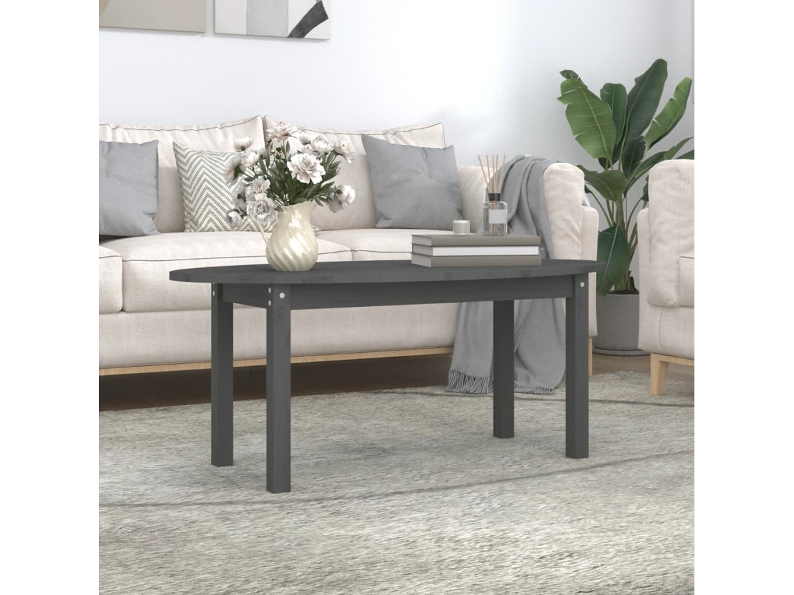 Vidaxl Mesa De Centro 110x55x45 Cm Madeira De Pinho Maciça Cinzento