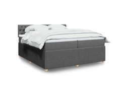 Vidaxl Cama Com Molas/colchão 200x200 Cm Tecido Cinzento-escuro