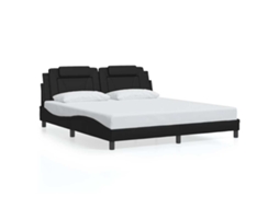 Estrutura de Cama Viana Sem Colchão Couro Artificial Preto MAISON EXCLUSIVE (180x200 cm)