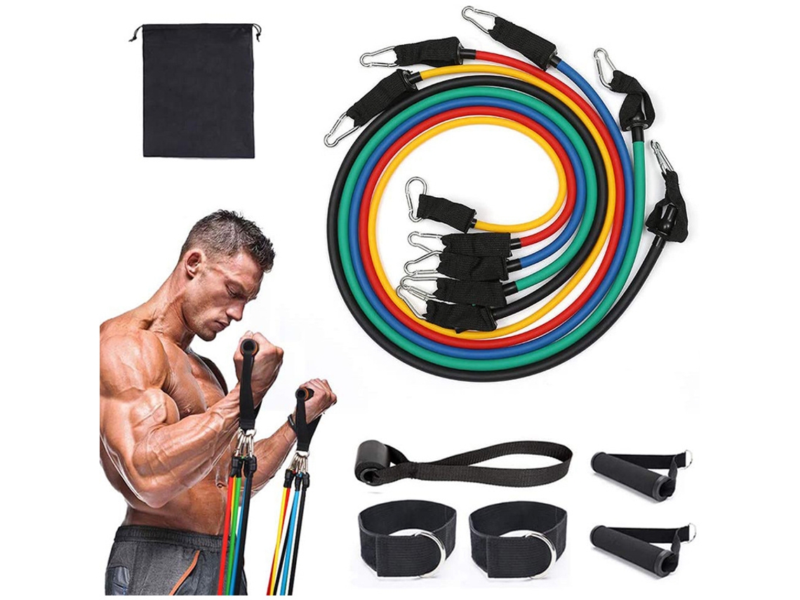 Conjunto de Faixas Elásticas de Resistência AQUAFORGE com 5 Peças para Treino de Força e Academia