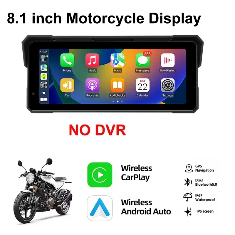 (sem Câmera) Navegação Para Motocicleta De 8,1 Polegadas, 4k, Carplay À Prova D'água