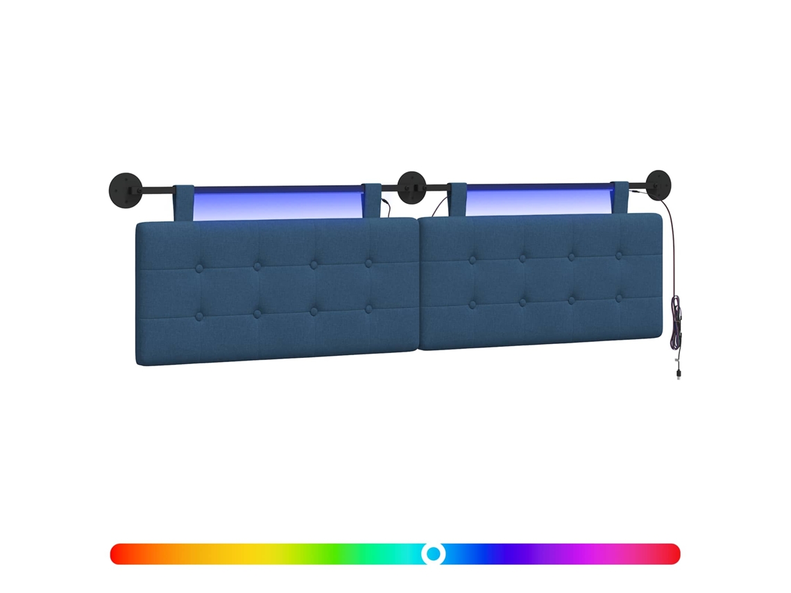 Conjunto 1 Cabeceira De Quarto Vidaxl Azul Tecido (170 X 55 X 5 Cm)